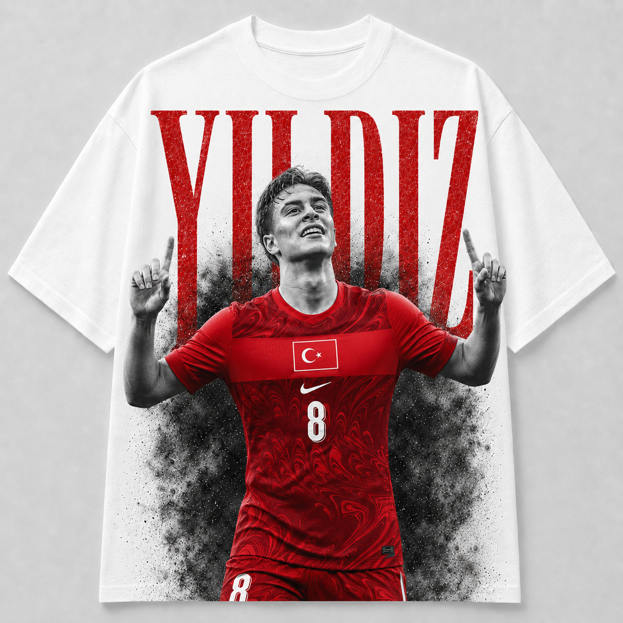 Kenan Yildiz Türkei WM 2026 Rising Star Fan Shirt rotes T-Shirt moderner Print