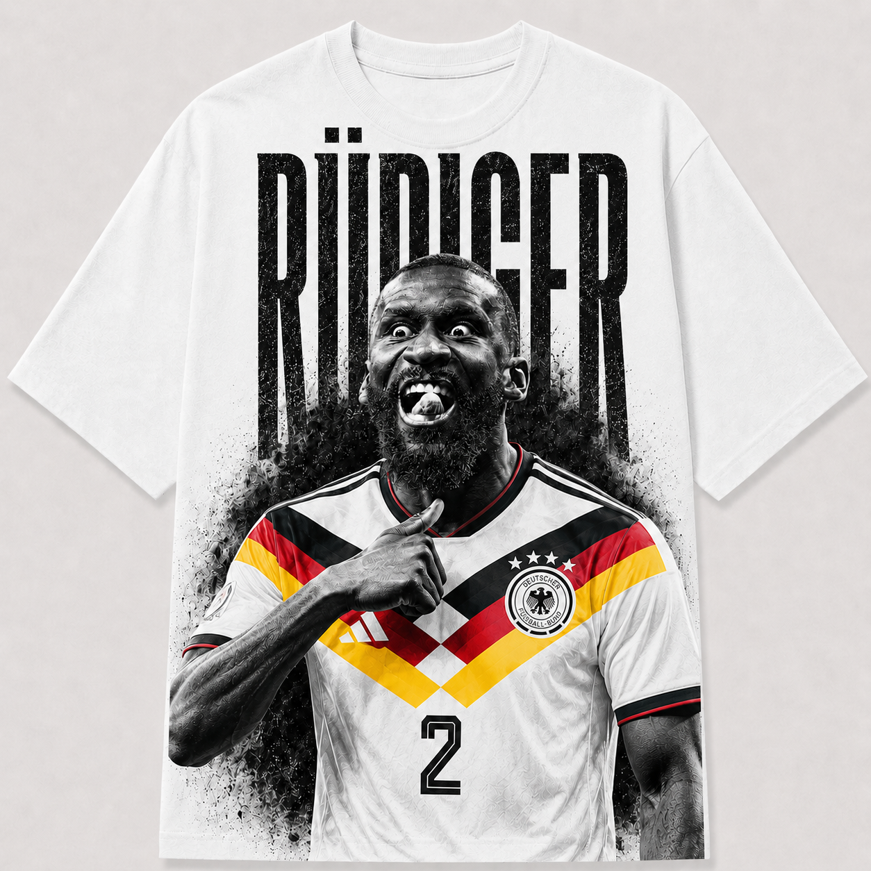 Antonio Rüdiger Deutschland WM 2026 DFB Fan Shirt schwarzes T-Shirt mit Frontprint