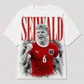 Nicolas Seiwald Österreich WM 2026 rotes Fan Shirt T-Shirt mit Poster-Stil Frontprint