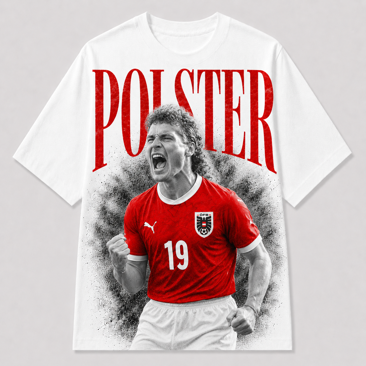 Toni Polster Österreich WM Legenden Fan Shirt schwarzes T-Shirt mit Frontprint