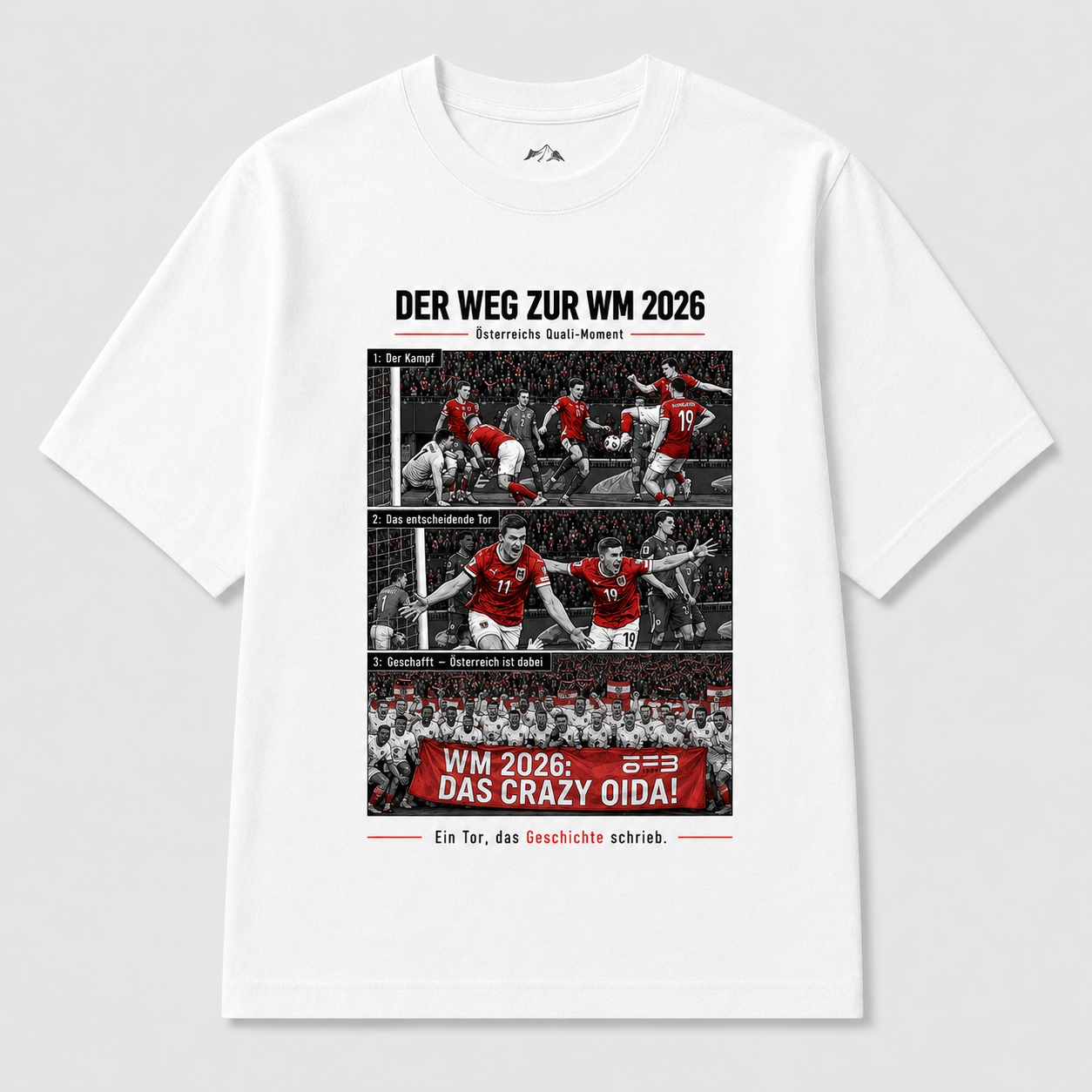 Österreich WM 2026 Quali-Moment Fan Shirt ÖFB T-Shirt weißer emotionaler Frontprint